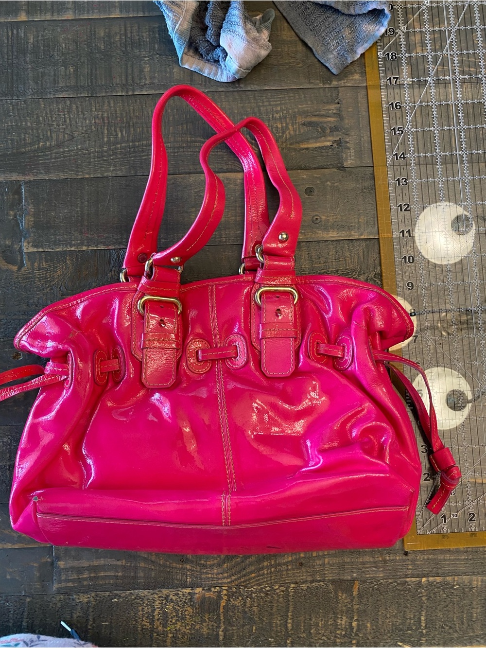 Dooney & Bourke Chiara Hot Pink Patent Leather Shoulder Bag - Picture 7 of 11